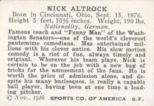 1926 Spalding Champions #NNO Nick Altrock Back