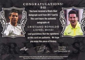 2017 Leaf Q - Rivals Autographs Blue #R-03 Cristiano Ronaldo / Lionel Messi Back