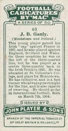 1927 Player's Football Caricatures By Mac #40 Jim Ganly Back