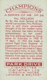 1934 Gallaher Champions #36 Amy Johnson Back