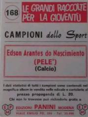 1966-67 Panini Campioni Dello Sport (Italian) #168 Pele Back