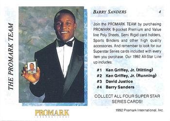 1992 Promark Superstars #4 Barry Sanders Back