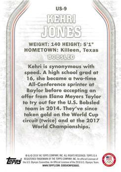 2018 Topps U.S. Olympic & Paralympic Team Hopefuls - Bronze #US-9 Kehri Jones Back