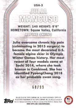 2018 Topps U.S. Olympic & Paralympic Team Hopefuls - U.S. Flag #USA-3 Julia Mancuso Back