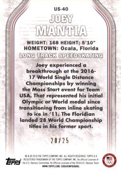 2018 Topps U.S. Olympic & Paralympic Team Hopefuls - Gold #US-40 Joey Mantia Back