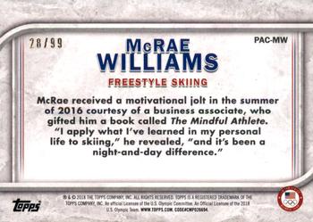 2018 Topps U.S. Olympic & Paralympic Team Hopefuls - For Pride and Country - U.S. Flag #PAC-MW McRae Williams Back