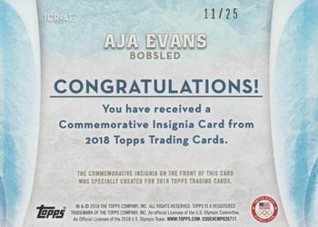 2018 Topps U.S. Olympic & Paralympic Team Hopefuls - ISOC Insignia Commemorative Relics - Gold Medal Medallion #ICR-AE Aja Evans Back