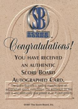 1997-98 Score Board Autographed Collection - Blue Ribbon Autographs #NNO Marcus Camby Back