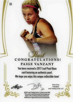 2017 Leaf Pearl #51 Paige VanZant Back