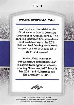 2011 Leaf National Convention Promos #PR-1 Muhammad Ali Back