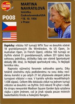 2000 Stadion World Stars - Gold Redemption Set 1 #P008 Martina Navratilova Back