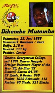 1995 Magic Sport ID Cards (German) #81 Dikembe Mutombo Back