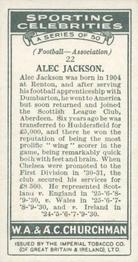 1931 Churchman's Sporting Celebrities #22 Alec Jackson Back
