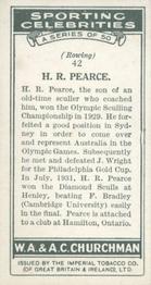 1931 Churchman's Sporting Celebrities #42 Bobby Pearce Back