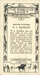 1927 Lambert & Butler The World of Sport #18 W. L. Handley Back