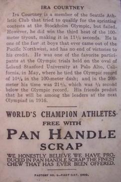 1913 Pan Handle Scrap World's Champion Athletes (T230) #NNO Ira Courtney Back