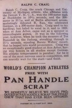 1913 Pan Handle Scrap World's Champion Athletes (T230) #NNO Ralph C. Craig Back