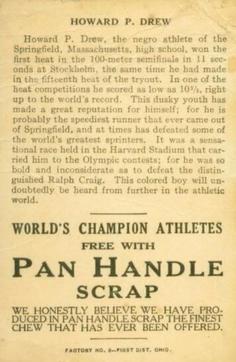 1913 Pan Handle Scrap World's Champion Athletes (T230) #NNO Howard P. Drew Back