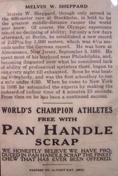 1913 Pan Handle Scrap World's Champion Athletes (T230) #NNO Melvin W. Sheppard Back