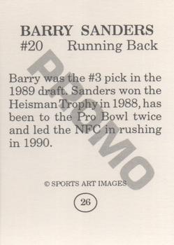 1993 Sports Art Images Promos (unlicensed) #26 Barry Sanders Back