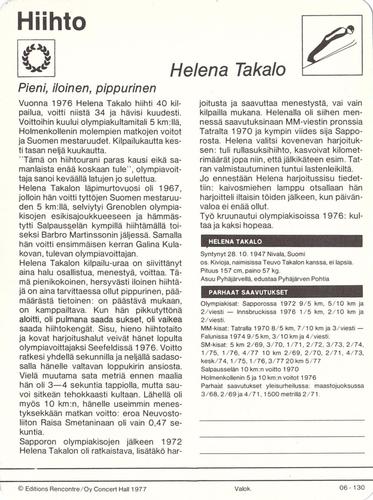 1977 Sportscaster Series 6 Finnish #06-130 Helena Takalo Back
