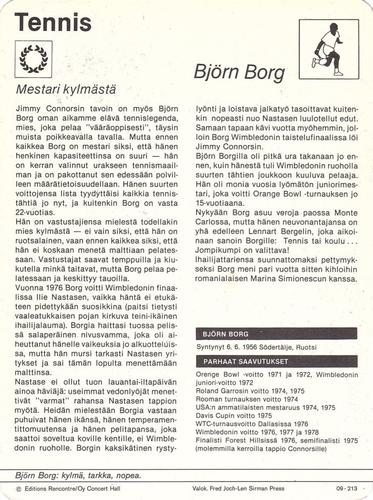 1977 Sportscaster Series 9 Finnish #09-213 Björn Borg Back