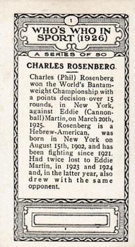 1927 British-American Tobacco Who's Who in Sports #1 Charles Rosenberg Back