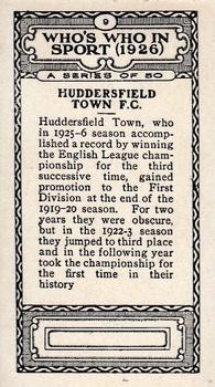 1927 British-American Tobacco Who's Who in Sports #9 Huddersfield Town Back