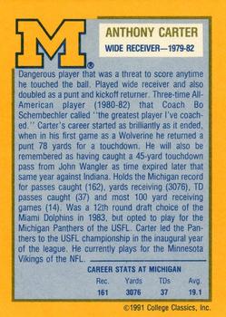 1991 College Classics Michigan Wolverines #NNO Anthony Carter Back