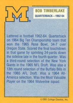 1991 College Classics Michigan Wolverines #NNO Bob Timberlake Back