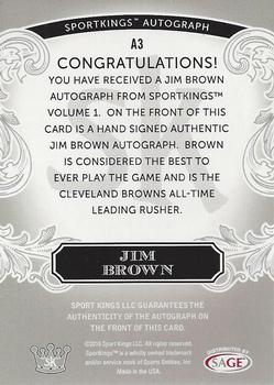 2018 Sportkings - Autographs SIlver #A3 Jim Brown Back