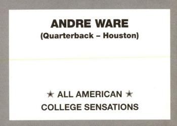 1990 All American College Sensations (Unlicensed) #NNO Andre Ware Back
