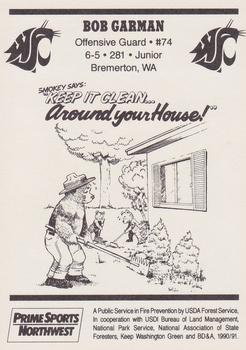 1991 Washington State Cougars Smokey #NNO Bob Garman Back