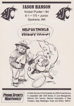 1991 Washington State Cougars Smokey #NNO Jason Hanson Back