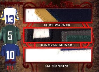 2019 Leaf Ultimate Sports - The Ultimate Relics 3 Red #UR3-20 Kurt Warner / Donovan McNabb / Eli Manning Front