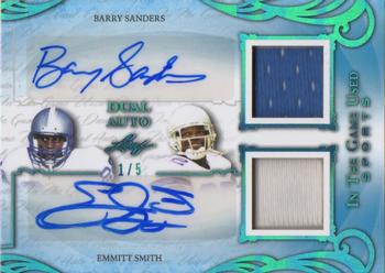2019 Leaf In the Game Used - Dual Autographs Platinum Blue #DA-03 Barry Sanders / Emmitt Smith Front