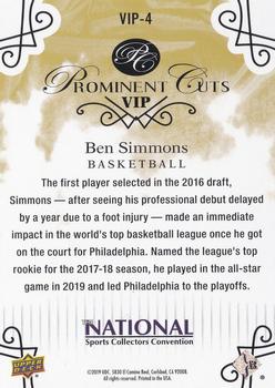2019 Upper Deck The National VIP Prominent Cuts #VIP-4 Ben Simmons Back