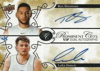 2019 Upper Deck The National VIP Prominent Cuts - Prominent Cuts VIP Dual Autographs #VIPA-BSLD Ben Simmons / Luka Doncic Front