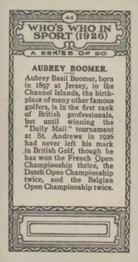 1926 Lambert & Butler Who’s Who in Sport #44 Aubrey Boomer Back