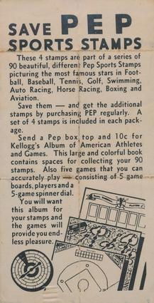 1937 Kellogg's Pep Sports Stamps - Unseparated Panels #16 Leo Diegel / Rick Ferrell / Red Grange / Barney Ross Back