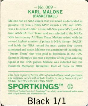 2015 Leaf Sportkings - Mini Printing Plate Black #9 Karl Malone Back