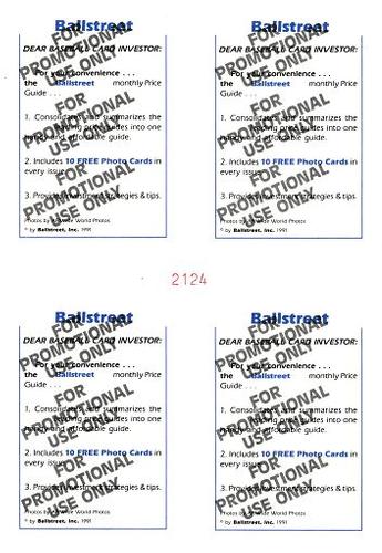 1991 Ballstreet Silver Prism Foil Promo - Uncut Panel #NNO Ken Griffey Jr / Michael Jordan / Joe Montana / Mario Lemieux / Bob Errey Back