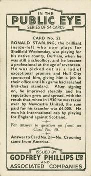1935 Godfrey Phillips In The Public Eye #52 Ronald Starling Back