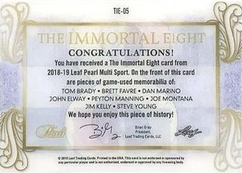 2018-19 Leaf Pearl - The Immortal 8 Relics - Red #TIE-05 Tom Brady / Brett Favre / Dan Marino / John Elway / Peyton Manning / Joe Montana / Jim Kelly / Steve Young Back