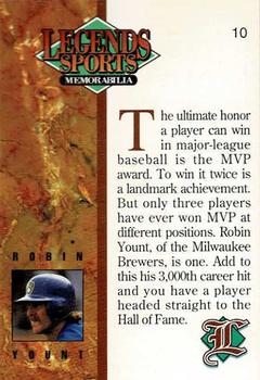 1993 Legends Sports Memorabilia #10 Robin Yount Back