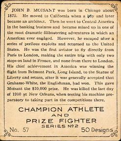 1910 Champion Athletes (C52) #57 J.B. Moisant Back