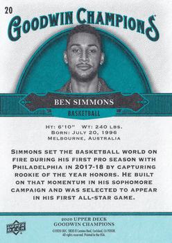 2020 Upper Deck Goodwin Champions - Turquoise #20 Ben Simmons Back