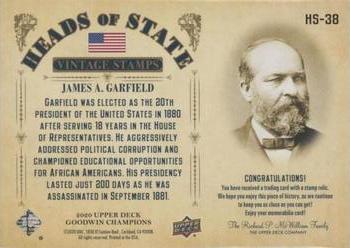 2020 Upper Deck Goodwin Champions - Heads of State Stamp Relics #HS-38 James A. Garfield Back