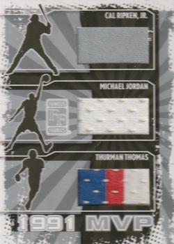 2010 Famous Fabrics Second Edition - MVP #NNO Cal Ripken, Jr / Thurman Thomas / Michael Jordan Front