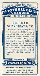 1906 Ogden's Football Club Colours #35 Sheffield Wednesday Back
